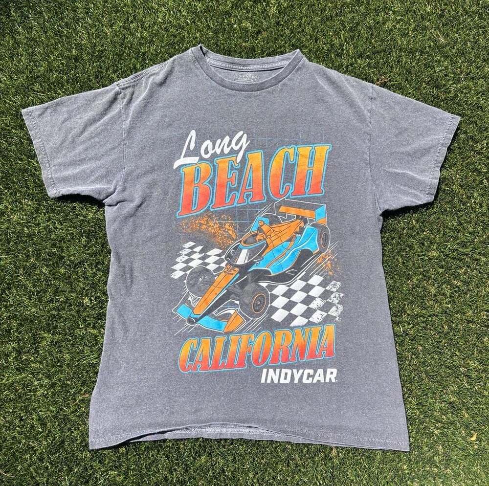 Indycar Long Beach California Gray Racecar Tee